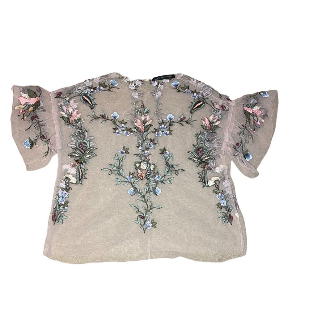 Zara embroidered tulle top